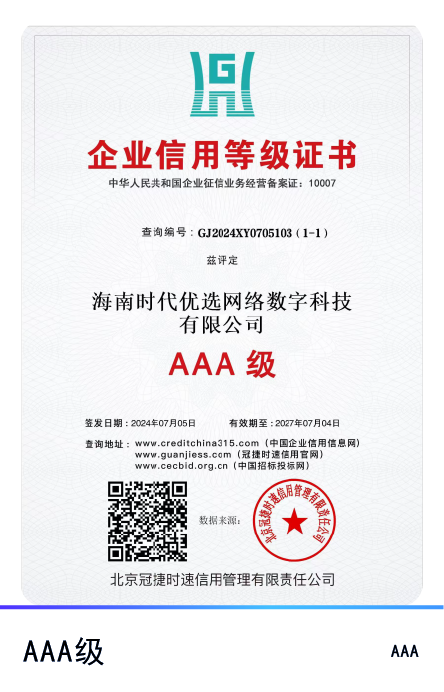 企业信用等级证书